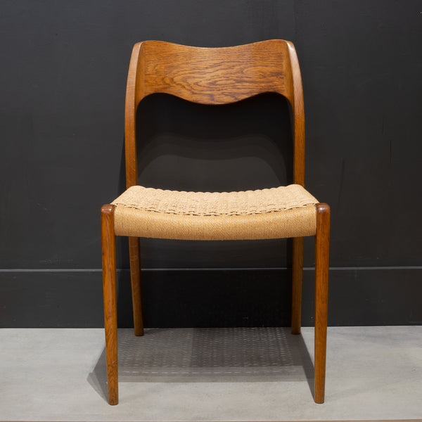 Mid-century Niels Otto Moller Model #71 Teak and Rush Dining Chairs c.1960