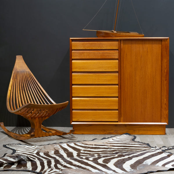 Mid-century Teak Gentlemen's Dresser with Tambour Door by Berhard Pedersen & Son, Denmark c.1960