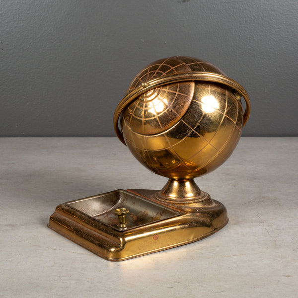Mid-century Brass Globe Cigarette Holder and Ashtray/Coin Dish c.1960