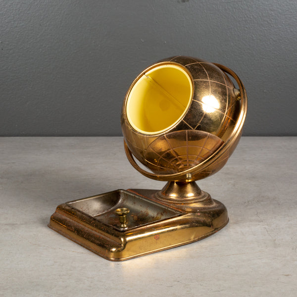 Mid-century Brass Globe Cigarette Holder and Ashtray/Coin Dish c.1960