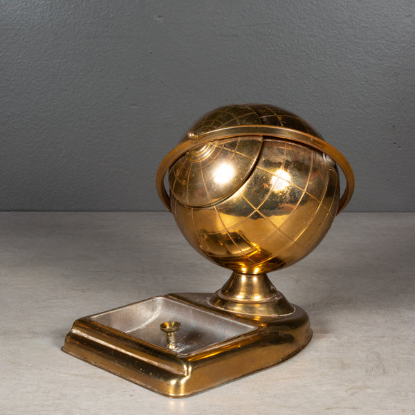 Mid-century Brass Globe Cigarette Holder and Ashtray/Coin Dish c.1960