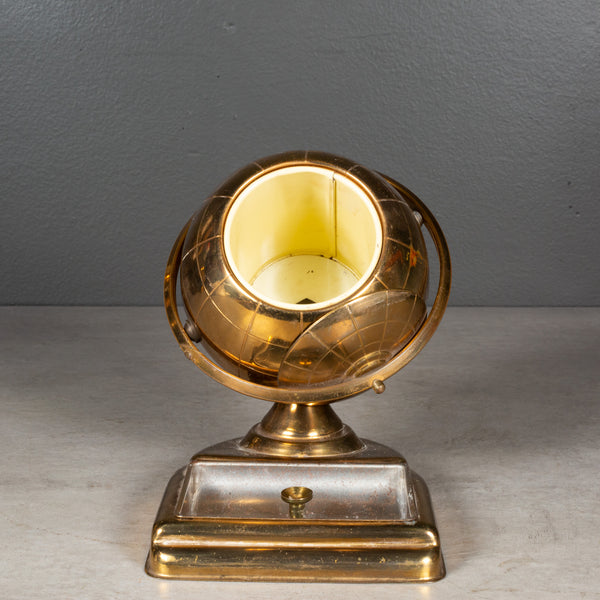 Mid-century Brass Globe Cigarette Holder and Ashtray/Coin Dish c.1960