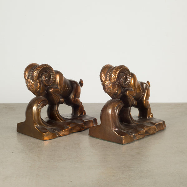 Mid-century Bronze Plated Ram Bookends c.1950