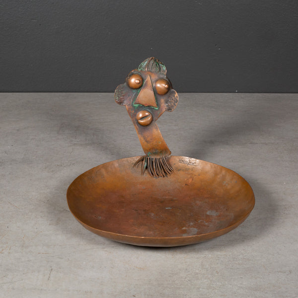 Mid-century Francisco Rebajes African Ubangi Tribe Copper Dish c.1940-1950