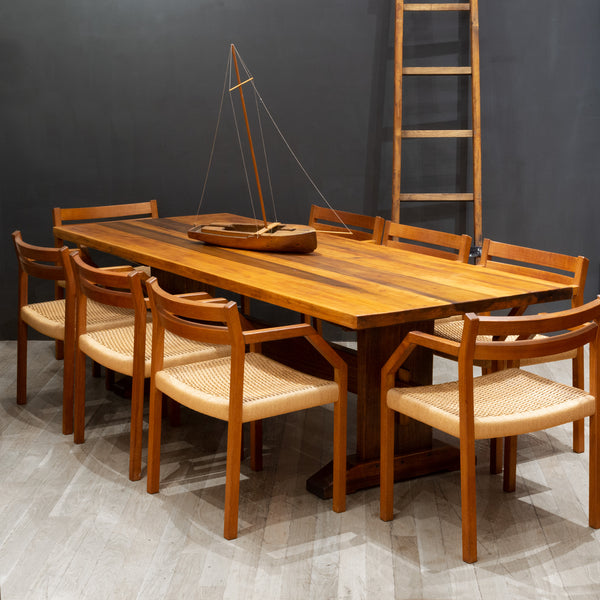 Hand Crafted Solid Douglas Fir Trestle Dining Table c.1972