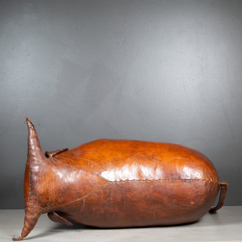 Large Dimitri Omersa for Abercrombie & Fitch Leather Bull Footstool/Ottoman c.1960