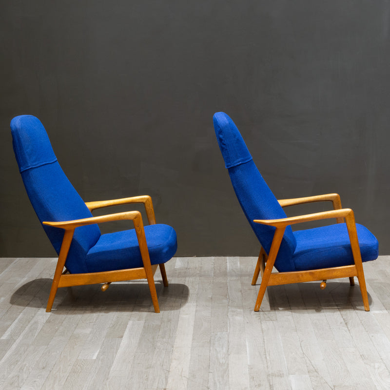 Pair of Midcentury Folke Ohlsson for DUX Reclining Lounge Chairs and Adjustable Ottomans c.1960