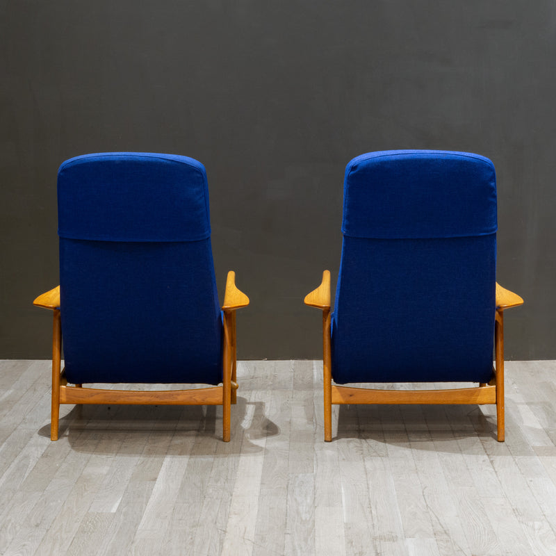 Pair of Midcentury Folke Ohlsson for DUX Reclining Lounge Chairs and Adjustable Ottomans c.1960