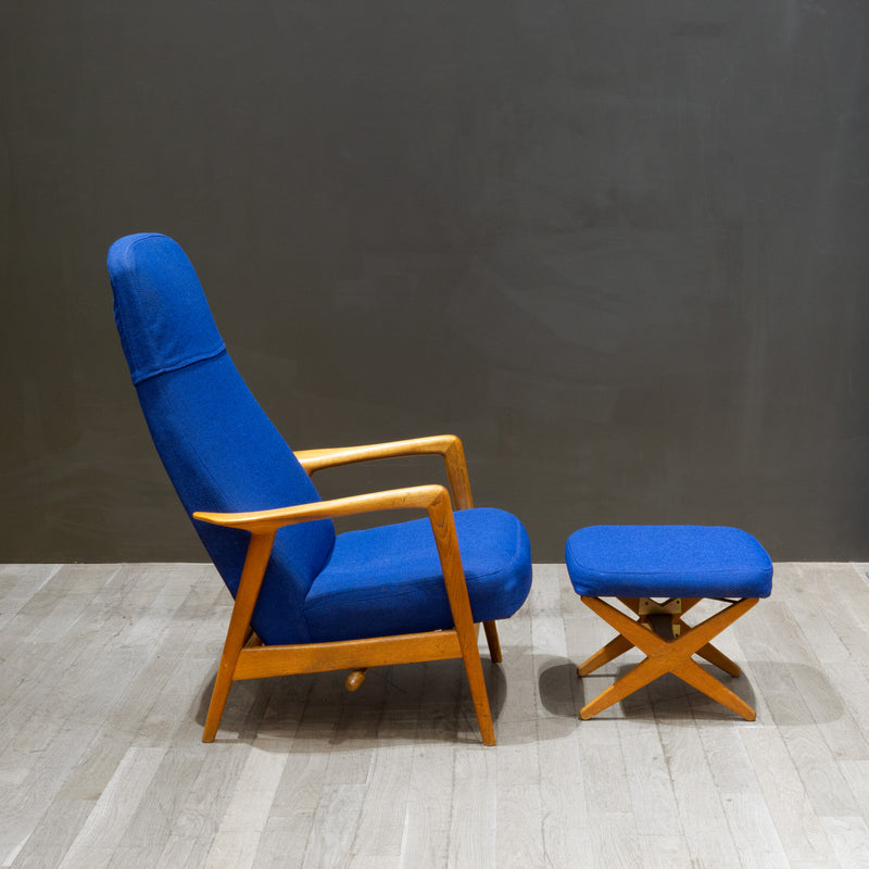 Pair of Midcentury Folke Ohlsson for DUX Reclining Lounge Chairs and Adjustable Ottomans c.1960
