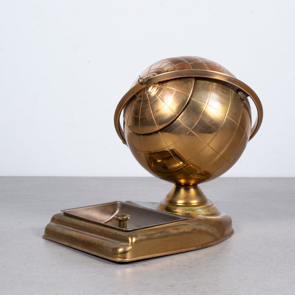 Mid-century Brass Globe Cigarette Holder and Ashtray/Coin Dish c.1960