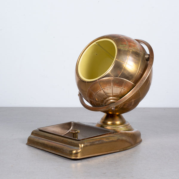Mid-century Brass Globe Cigarette Holder and Ashtray/Coin Dish c.1960