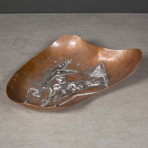 Mid-century Copper and Silver Applique Dish c.1960