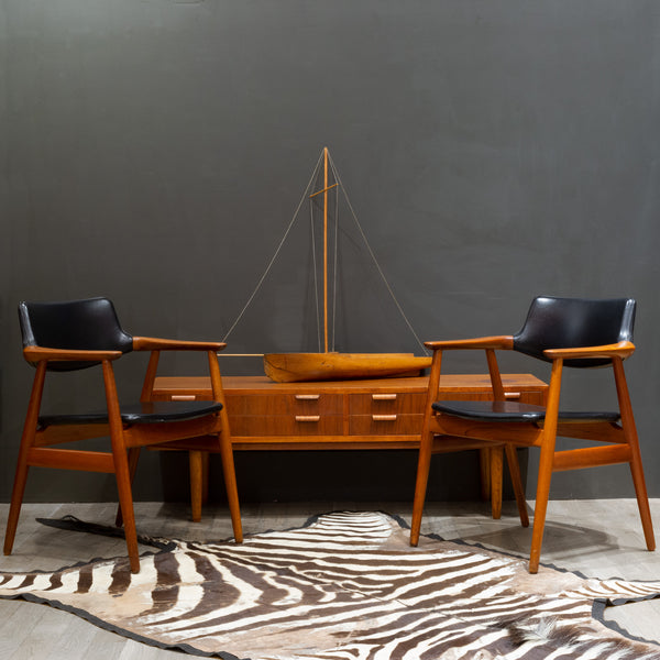 Pair of Mid-century Sculpted Teak Armchairs c.1960