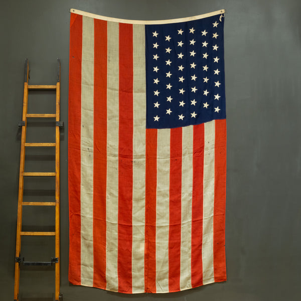 Monumental Linen American Flag with 48 Stars c.1940-1950