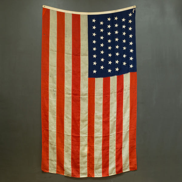 Monumental Linen American Flag with 48 Stars c.1940-1950