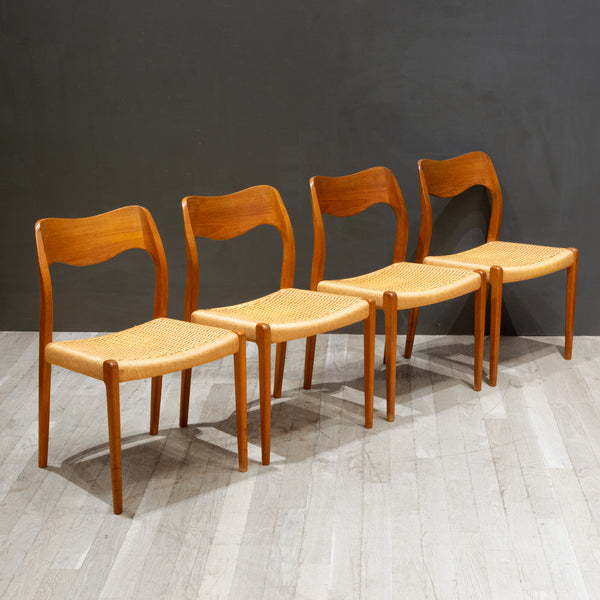 Mid-century Niels Otto Moller Model #71 Teak and Papercord Dining Chairs c.1960