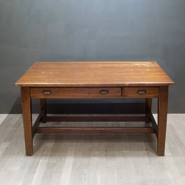 Early 20th c. Large Tiger Oak Partner's Desk c.1930