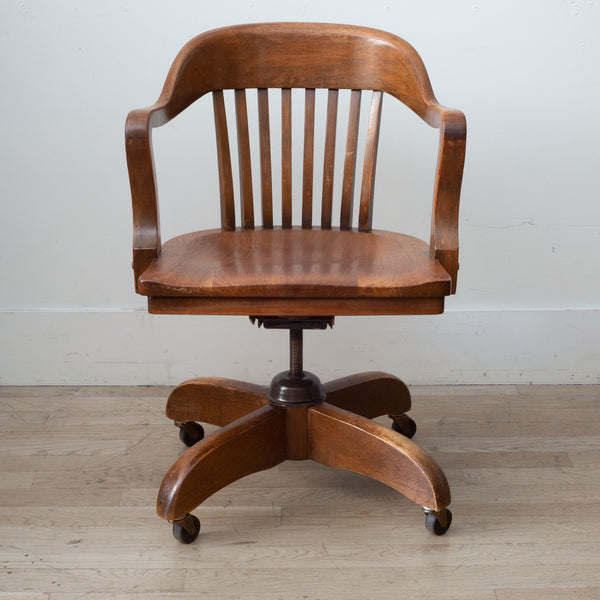 Adjustable Sikes Swivel Oak Desk Chair c.1940