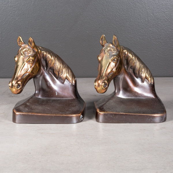 Bronze Plated Horse Head Bookends c.1940