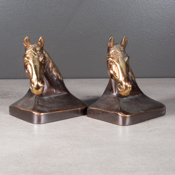 Bronze Plated Horse Head Bookends c.1940