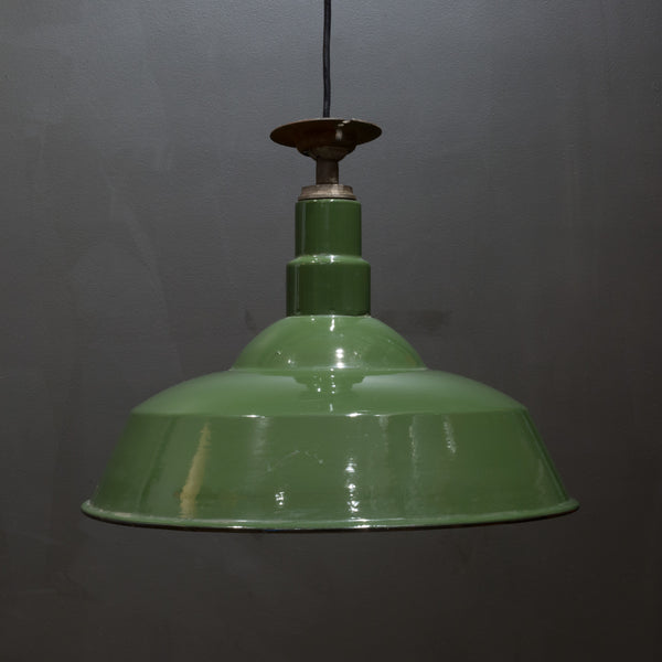 Depression Era Porcelain and Enameled Factory Pendant Light c.1930