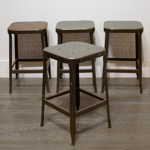 Pressed and Folded Steel Factory Stools c.1950