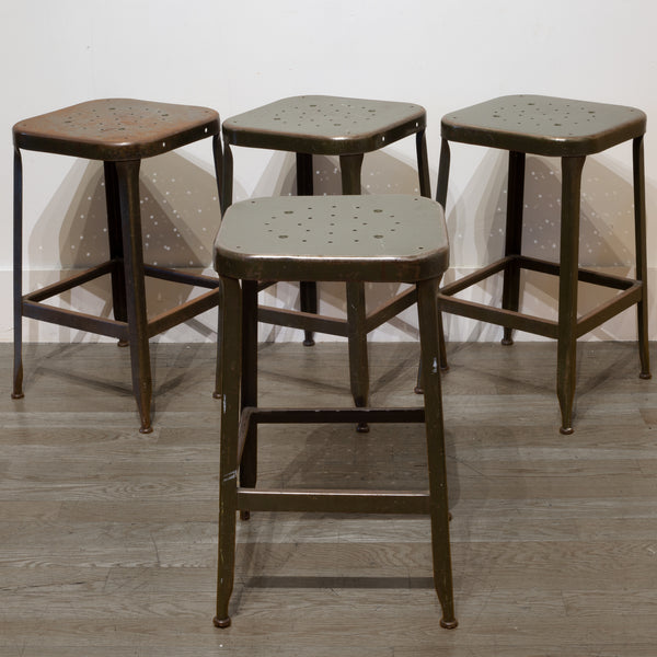 Pressed and Folded Steel Factory Stools c.1950