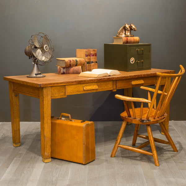 Solid Oak Two Drawer Desk by Standard Furniture Co. c.1940