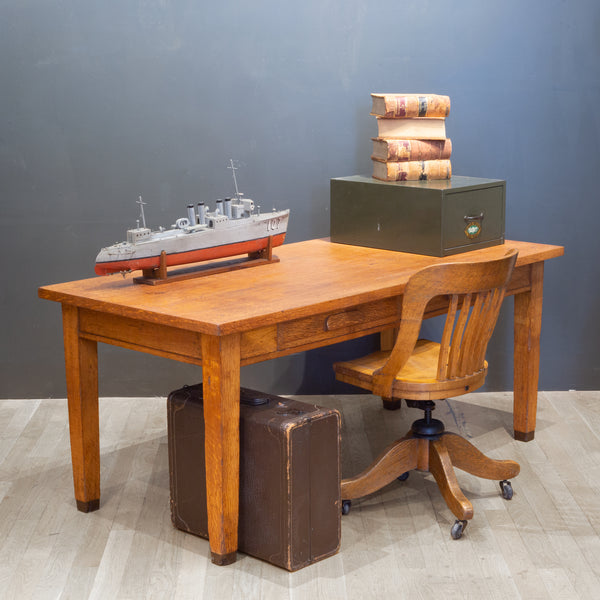 Solid Oak Two Drawer Desk by Standard Furniture Co. c.1940