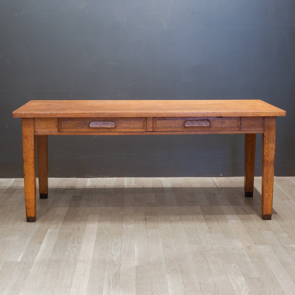 Solid Oak Two Drawer Desk by Standard Furniture Co. c.1940