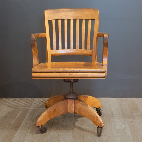 Antique Swivel Oak Desk Chair c. 1940