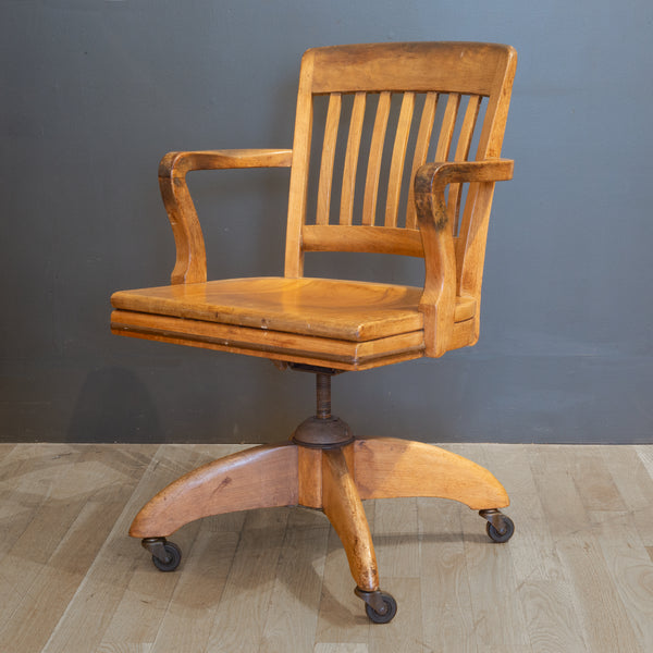 Antique Swivel Oak Desk Chair c. 1940