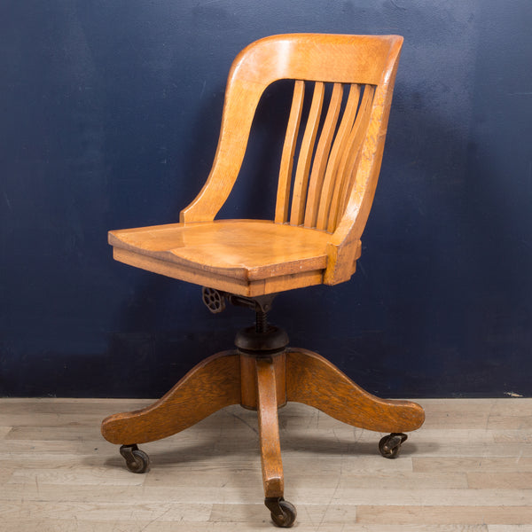 Antique Tiger Oak Swivel Desk Chair c.1900-1920