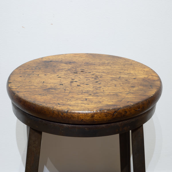 Pair of Steel and Walnut Counter Stools