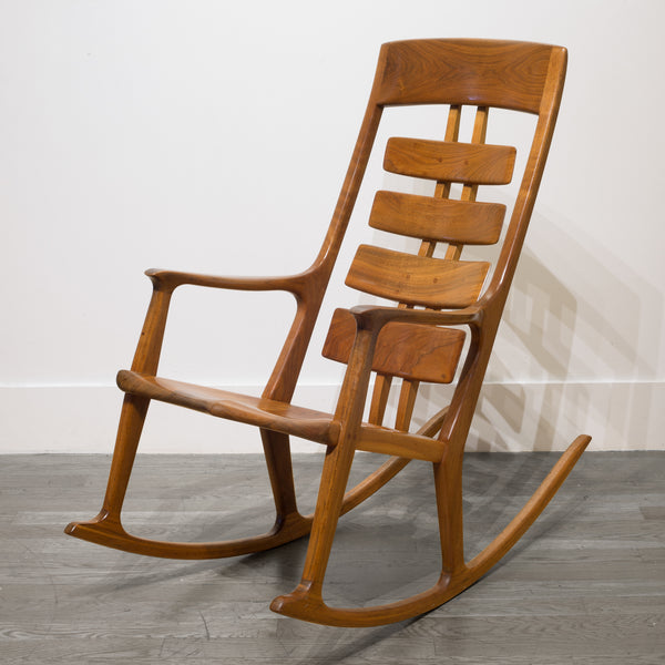 Hand Made Thomas Saydah Mixed Wood Rocker/ Rocking Chair c.1988