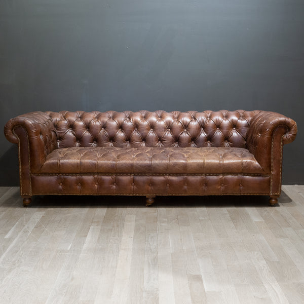 Timothy Oulton Westminster Leather Button Sofa in Vintage Cigar