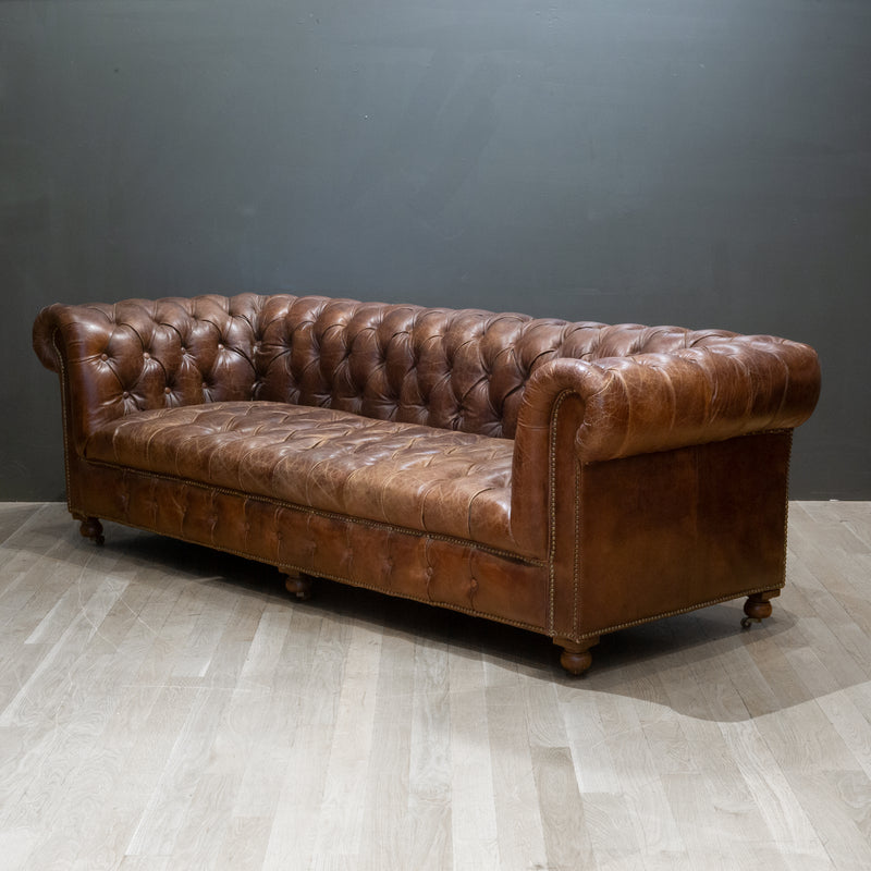 Timothy Oulton Westminster Leather Button Sofa in Vintage Cigar