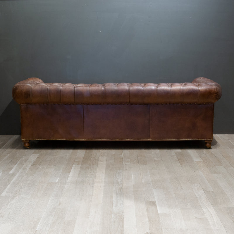 Timothy Oulton Westminster Leather Button Sofa in Vintage Cigar