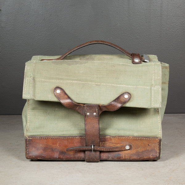 WWII Swiss Army Medic Supply Leather and Canvas Carrying Case c.1940