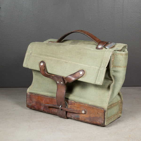 WWII Swiss Army Medic Supply Leather and Canvas Carrying Case c.1940