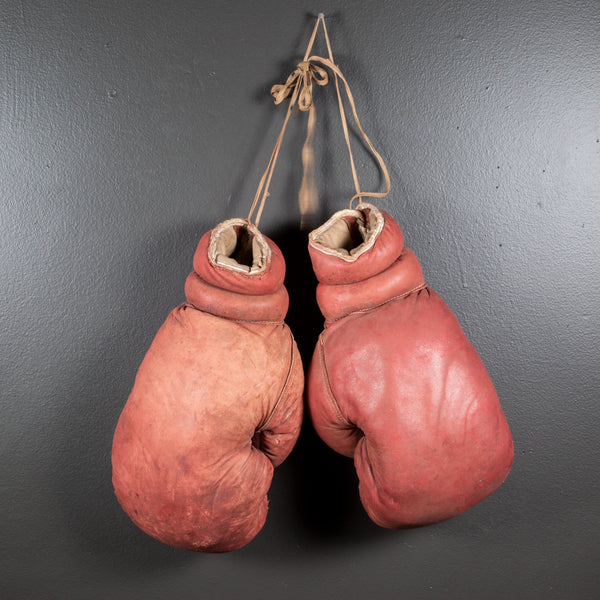 Large Vintage Gold Smith Leather Boxing Gloves c.1950