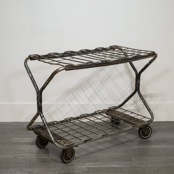 Factory Wire Metal Rolling Cart c.1930