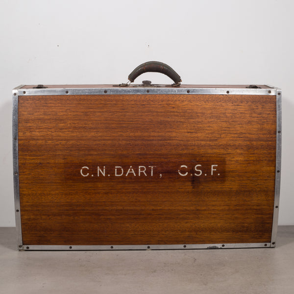 Wooden Suitcase with Leather Handle c.1940